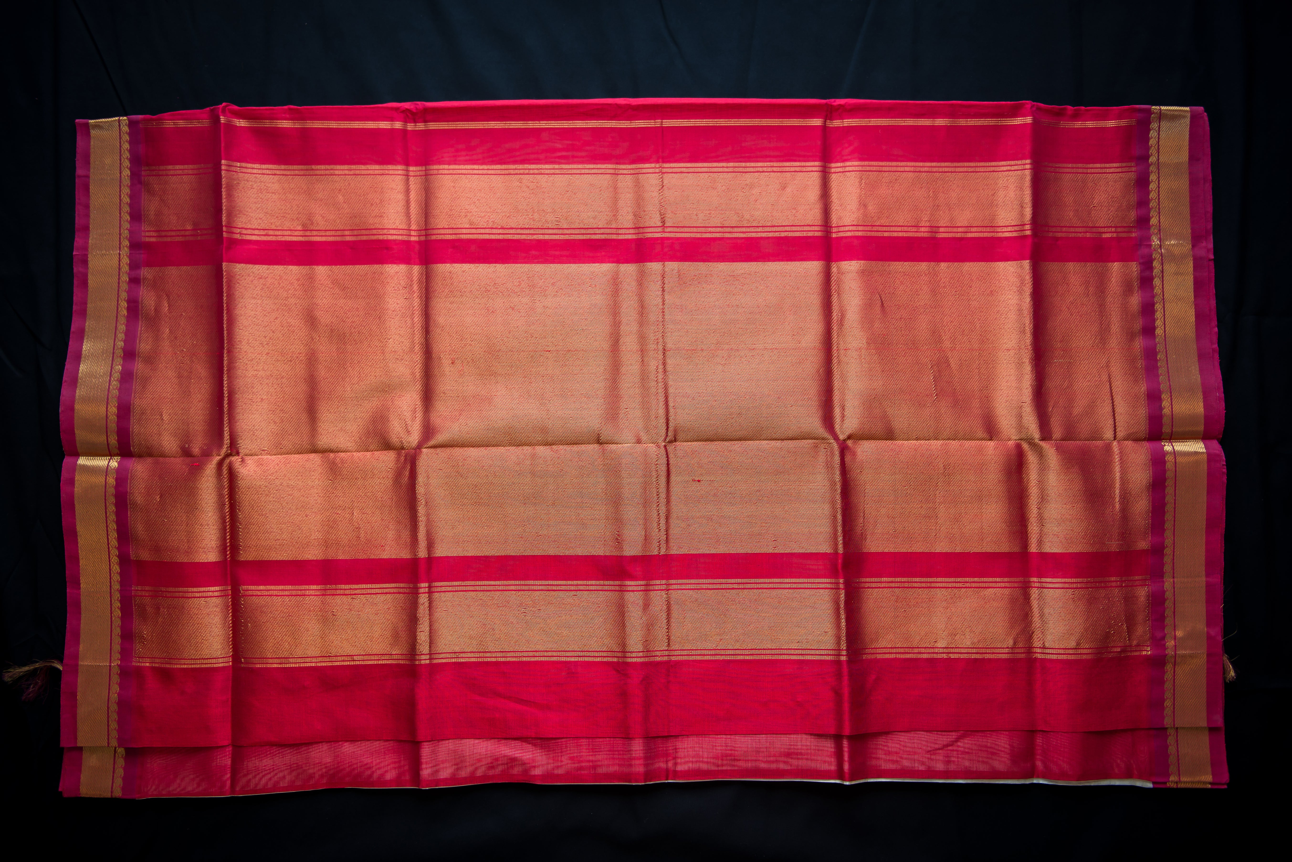 Classic Handwoven Cream and Red Silk Cotton Saree