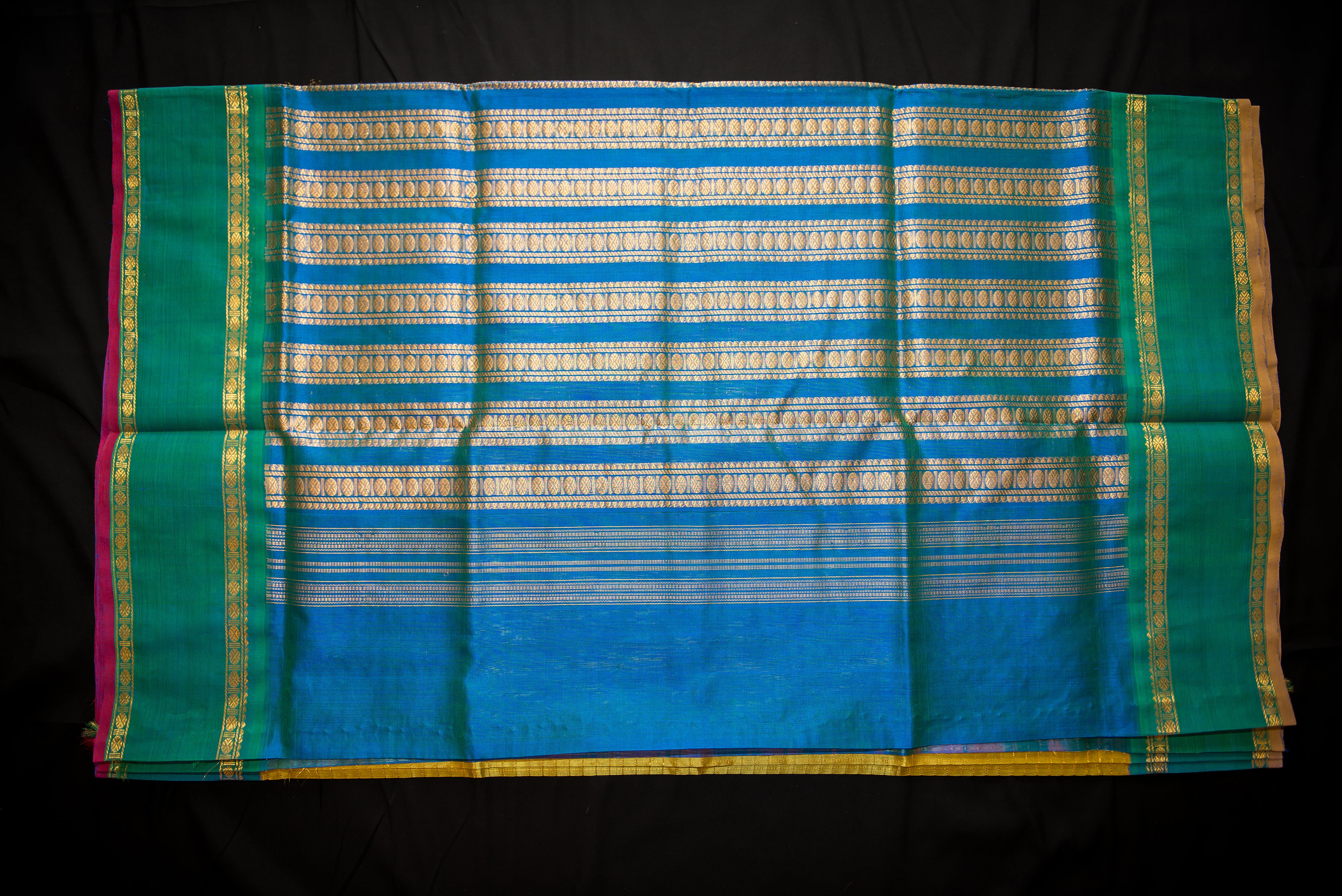 Luminous Golden-Yellow Silk Cotton Saree with a Peacock Pallu