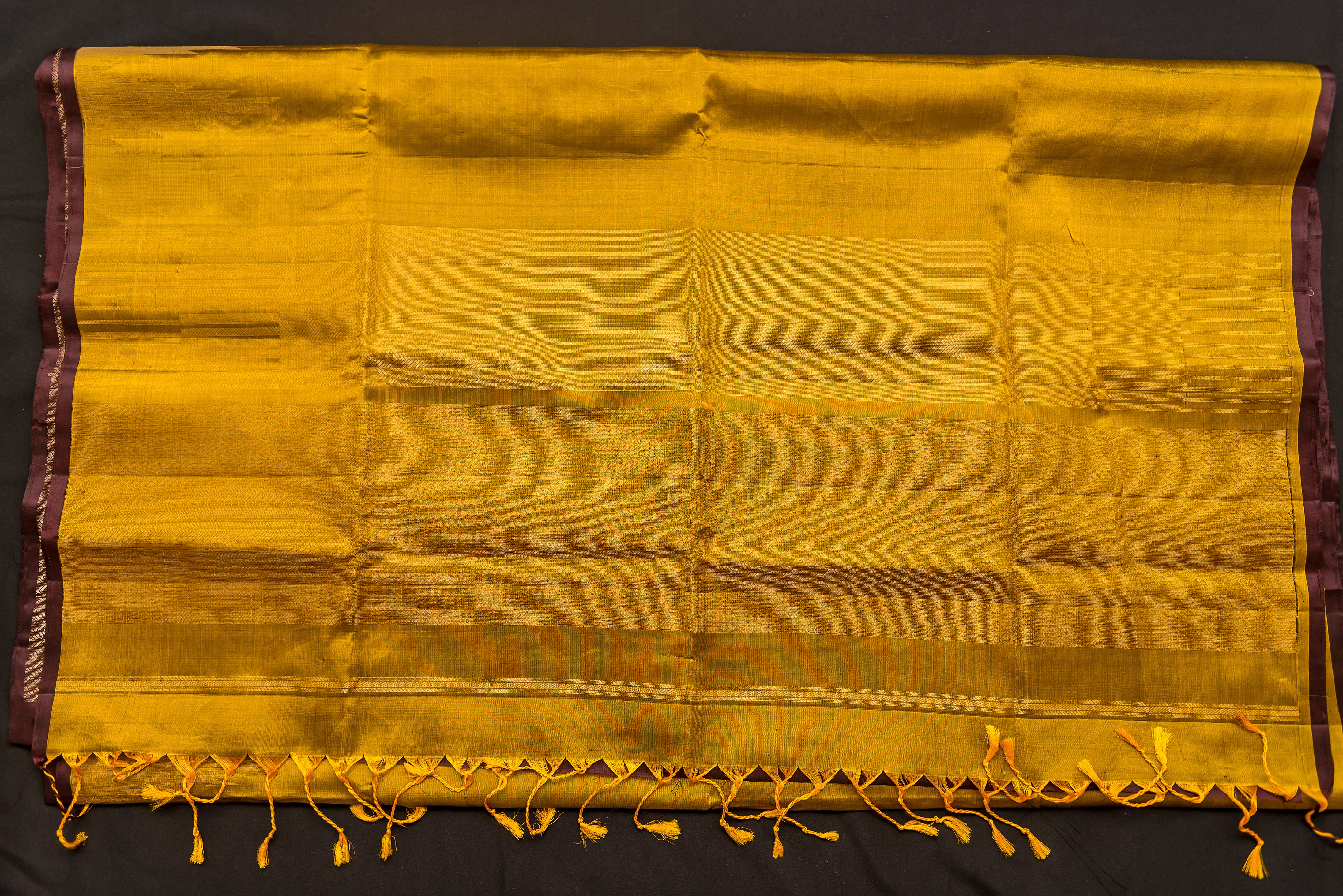 Olive Green Pure Soft Silk Saree with Temple Border