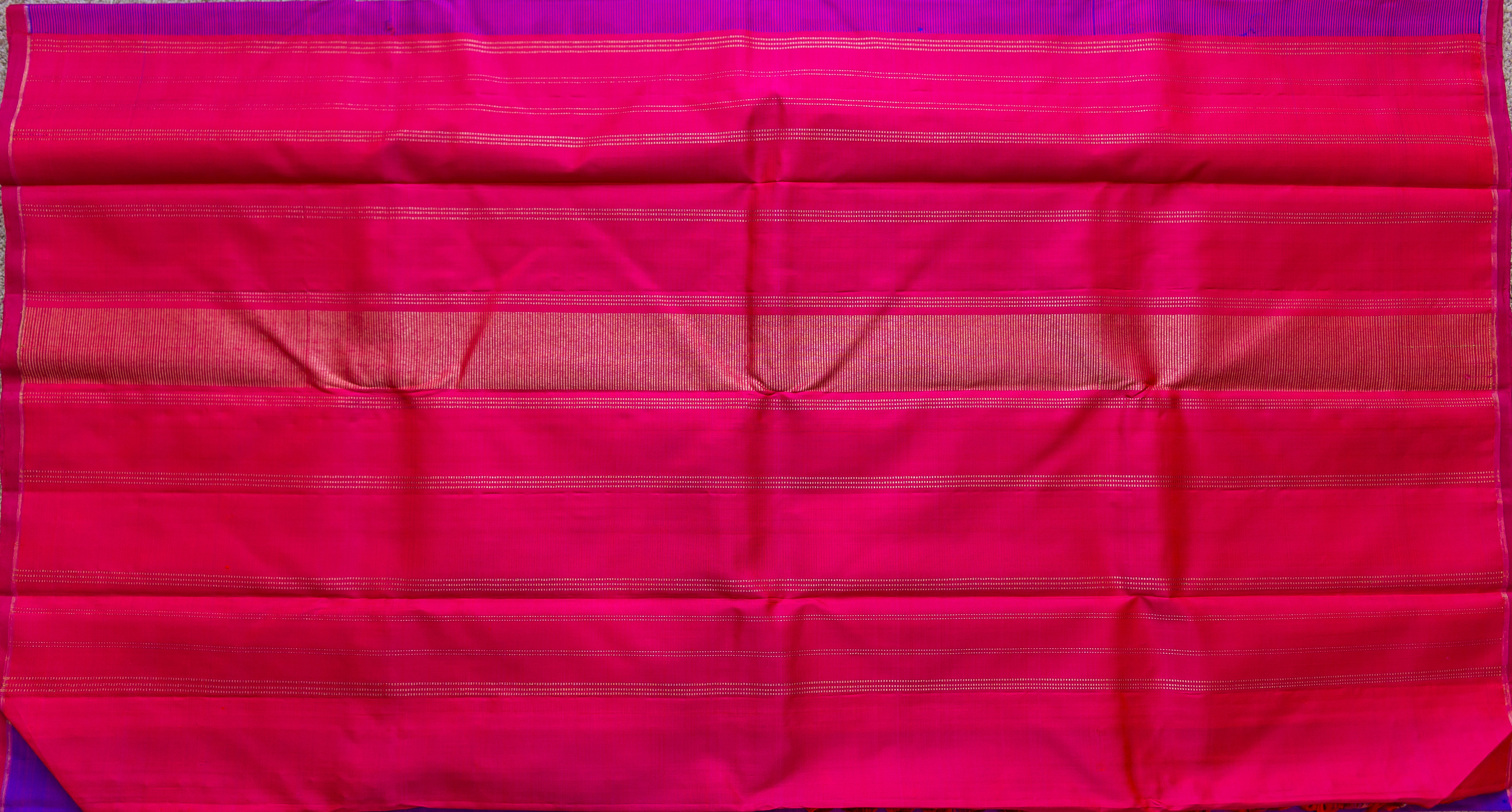 Vibrant Purple Pure Silk Saree with Hot Pink Pallu