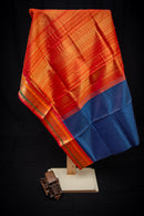Handwoven Royal Blue Checkered Silk Cotton Saree