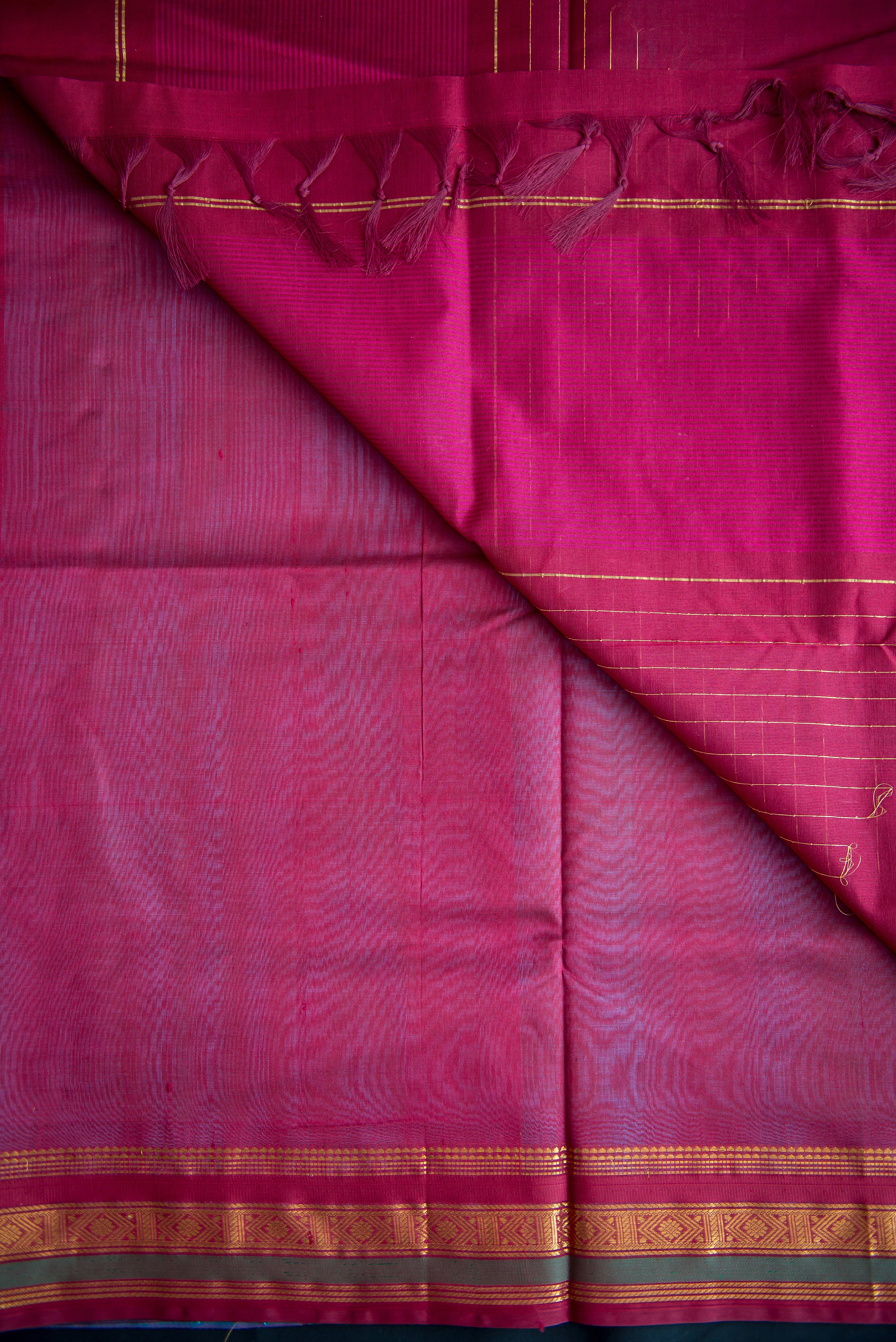 Vibrant Maroon and Teal Handwoven Silk Cotton Saree