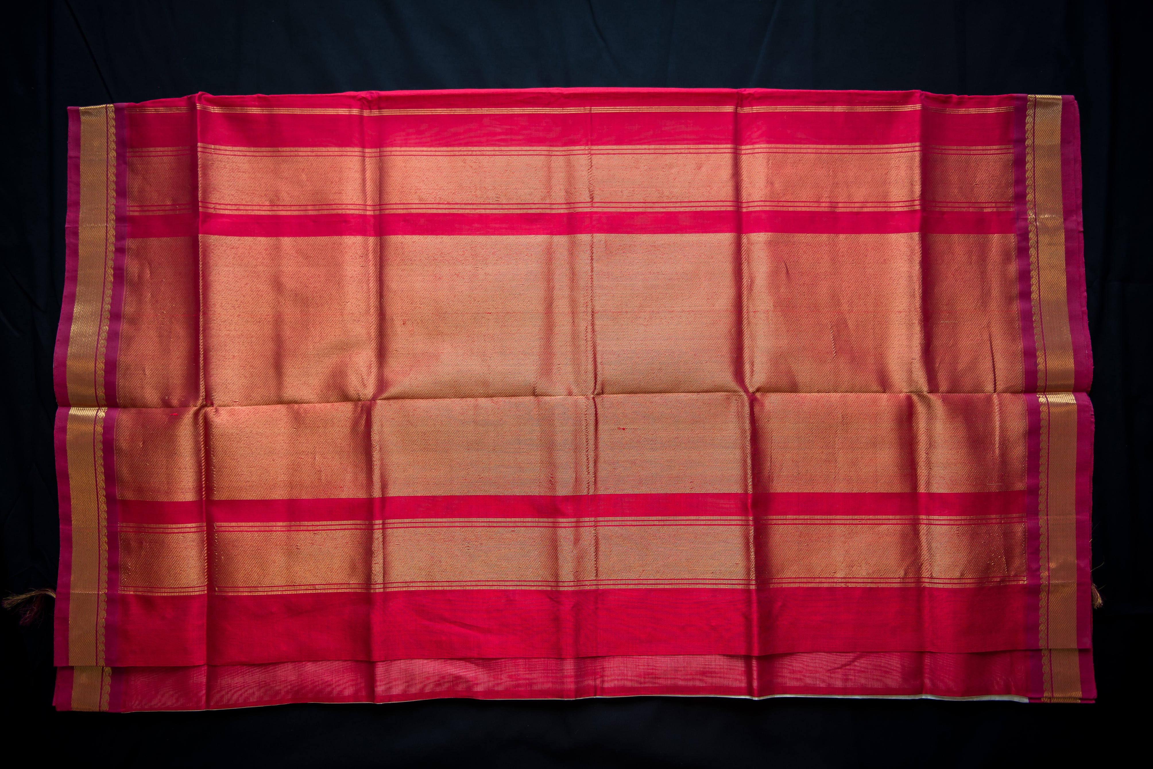 Classic Handwoven Cream and Red Silk Cotton Saree