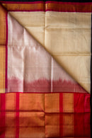 Classic Handwoven Cream and Red Silk Cotton Saree