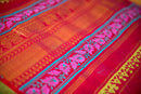Double-Shade Green Block Print Handloom Silk Cotton Saree
