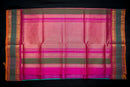 Vibrant Handloom Teal Silk Cotton Saree with Shocking Pink Pallu