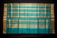 Elegant Golden-Beige and Green Silk Cotton Saree
