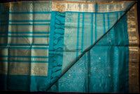 Elegant Golden-Beige and Green Silk Cotton Saree