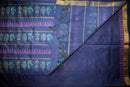 Dual-Tone Pink Blockprint Silk Cotton Saree with a Navy Blue Pallu