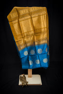Regal Blue Handloom Silk Cotton Saree with a Mustard-Golden Pallu