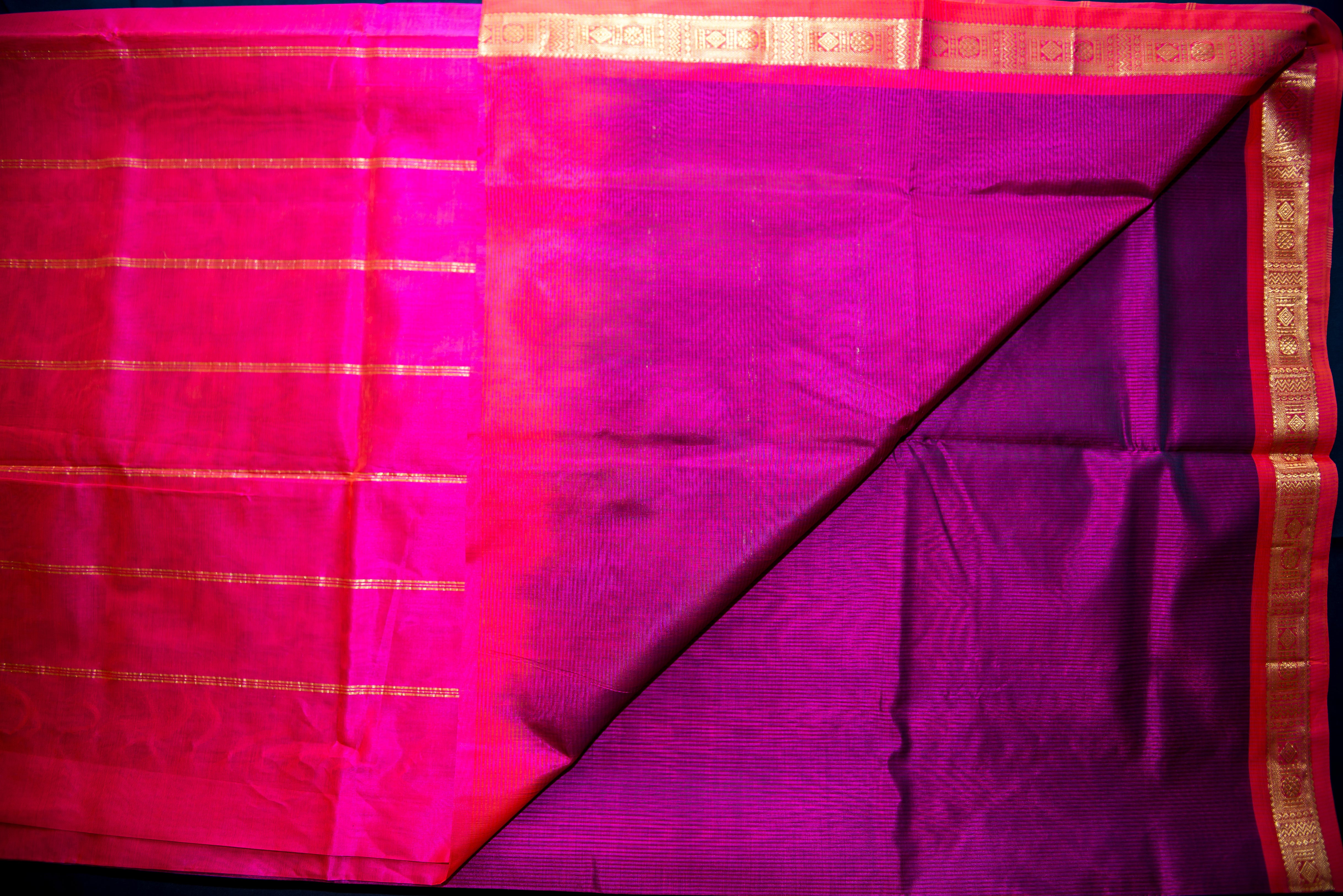 Eggplant Purple Handloom Silk Cotton Saree