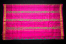 Vibrant Bottle Green Blockprint Silk Cotton Saree with Shocking Pink Pallu