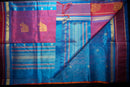 Fanta Orange Silk Cotton Saree with Blue and Purple Pallu