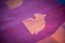 Fanta Orange Silk Cotton Saree with Blue and Purple Pallu