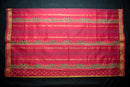 Biscuit Colored Blockprint Silk Cotton Saree with Red Pallu
