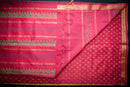 Biscuit Colored Blockprint Silk Cotton Saree with Red Pallu