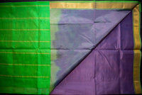 Ombre Green and Lilac Handwoven Silk Cotton Saree