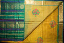 Vibrant Golden-Yellow and Green Pure Blockprint Silk Cotton Saree