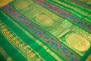 Vibrant Golden-Yellow and Green Pure Blockprint Silk Cotton Saree