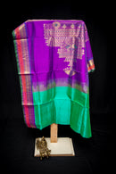 Green and Purple Handwoven Silk Cotton Saree