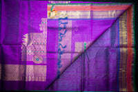 Green and Purple Handwoven Silk Cotton Saree
