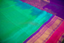 Green and Purple Handwoven Silk Cotton Saree