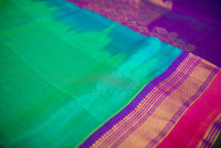 Green and Purple Handwoven Silk Cotton Saree