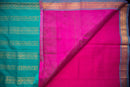 Hot Pink and Teal Handwoven Silk Cotton Saree