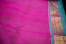 Hot Pink and Teal Handwoven Silk Cotton Saree
