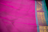 Hot Pink and Teal Handwoven Silk Cotton Saree