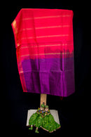 Deep Purple Silk Cotton Saree with a Bright Red Pallu