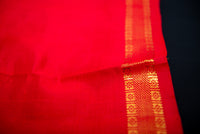 Deep Purple Silk Cotton Saree with a Bright Red Pallu