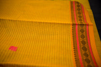 Vibrant Yellow Kanchi Cotton Threadwork Saree