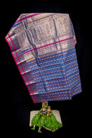 Royal Blue Kanchi Cotton Saree with an Intricate Brocade Pallu