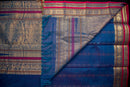 Royal Blue Kanchi Cotton Saree with an Intricate Brocade Pallu