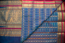Royal Blue Kanchi Cotton Saree with an Intricate Brocade Pallu