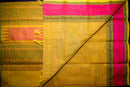 Yellow Kanchi Cotton Threadwork Saree with Black and Pink  Pallu