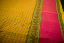 Yellow Kanchi Cotton Threadwork Saree with Black and Pink  Pallu