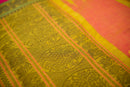 Yellow Kanchi Cotton Threadwork Saree with Black and Pink  Pallu