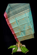 Artistic Seafoam Green Kanchi Cotton Threadwork Saree