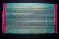Artistic Seafoam Green Kanchi Cotton Threadwork Saree