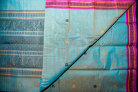 Artistic Seafoam Green Kanchi Cotton Threadwork Saree