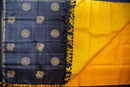 Bold Golden-Yellow Pure Silk Saree with a Black and Gold Pallu