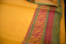 Auspicious Golden-Yellow Threadwork Pure Silk Saree