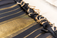 Cream Pure Silk Saree with Black Zari Pallu