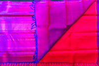 Electrifying Pink Pure Silk Saree with Contrast Purple Pallu
