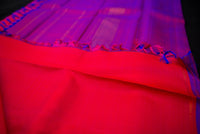 Electrifying Pink Pure Silk Saree with Contrast Purple Pallu