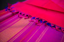 Electrifying Pink Pure Silk Saree with Contrast Purple Pallu