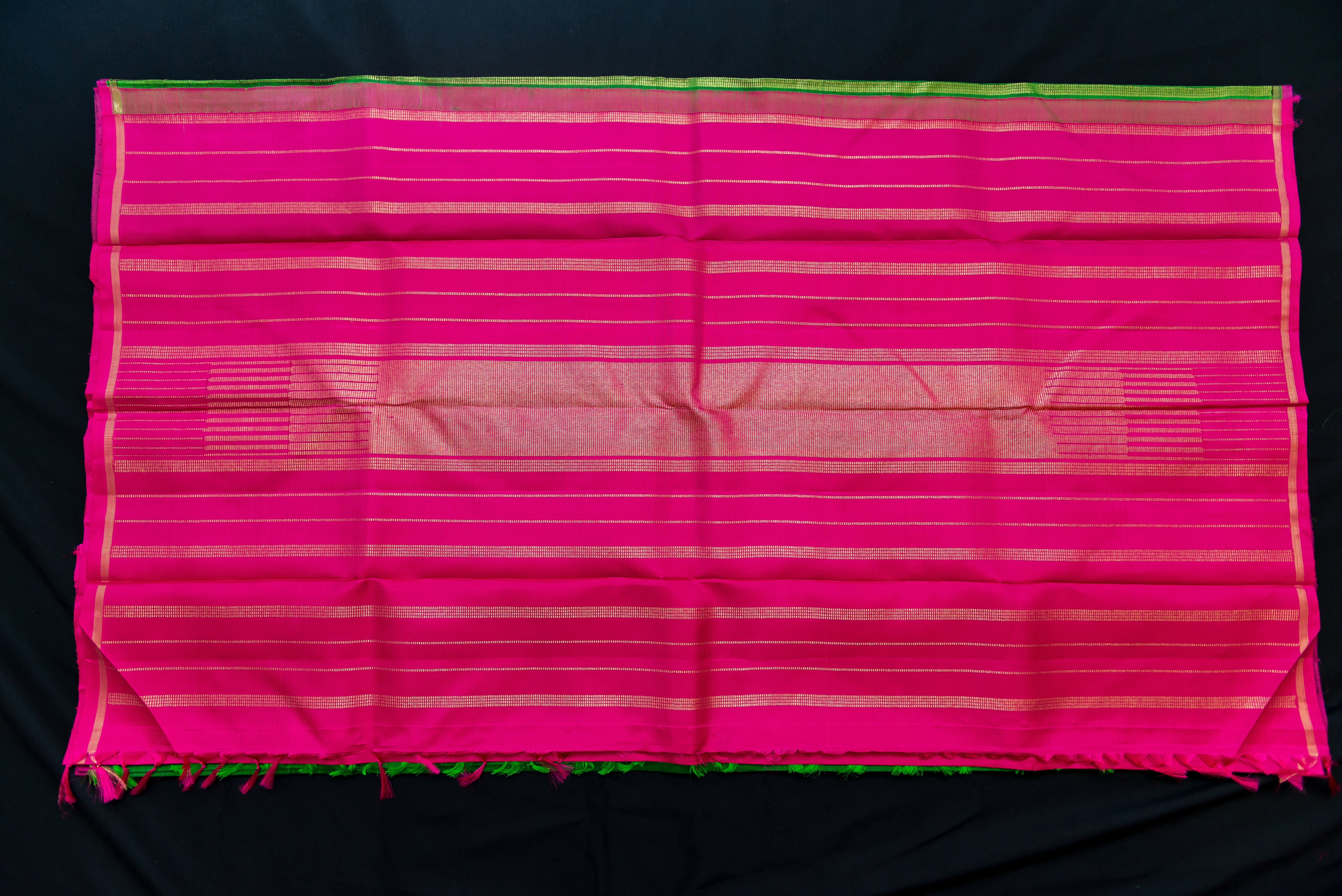 Vibrant Green and Hot Pink Pure Silk Saree