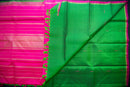 Vibrant Green and Hot Pink Pure Silk Saree